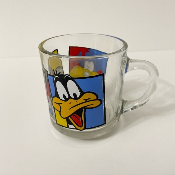 1994 Looney Tunes Bugs Bunny Daffy Duck Tazmanian Devil Clear Glass Cup Mug - Picture 15 of 16